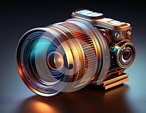 This prototype camera features an advanced AI-powered lens, designed to enhance image qualit