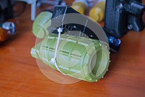 Prototype model grenade ammunition printed on 3D printer. Small models grenade