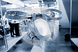 Prototype model helicopter printed on 3d printer close-up.