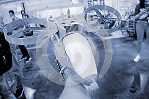 Prototype model helicopter printed on 3d printer close-up.