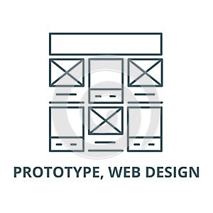 Prototype, web design vector line icon, linear concept, outline sign, symbol
