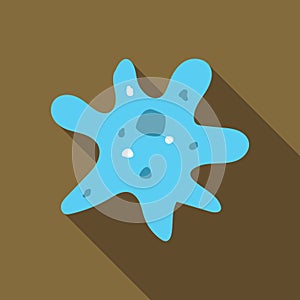 Protozoa flat icon with long shadow. Biology icon pictogram vector. Protozoa, virus, Bacterium, germ, medical, biology concept