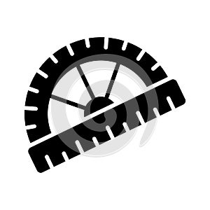 Geometry, measurement, and math class, glyph icon of protractor