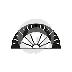 Protractor icon in glyph for engineering, drawing, and geometry visuals