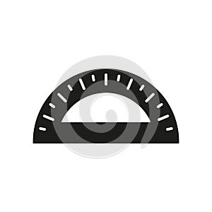 Protractor icon in glyph for engineering, drawing, and geometry visuals