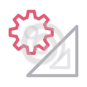 Protractor vector color line icon