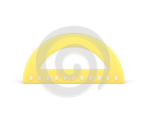 Protractor measuring ruler engineering school geometric tool front view realistic 3d icon vector