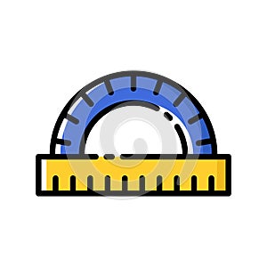 Protractor ruler colourful vector illustration. Geometry measurement tool icon.
