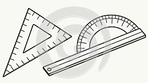 Protractor and Ruler, Geometry Tools, Measurement, vector design Generative AI