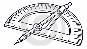Protractor and ruler illustration, drafting tools vector design Generative AI