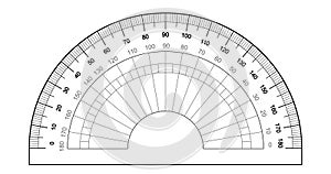 Protractor ruler isolated on the white background. Measuring tool Grid for for measuring degrees.