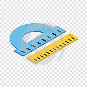 Protractor and ruler isometric icon