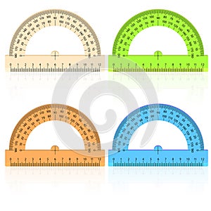 Protractor ruler on a white background.