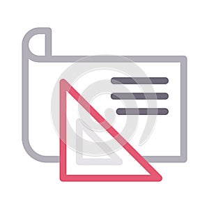 Protractor vector color line icon