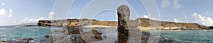 Protruding rock on a beach