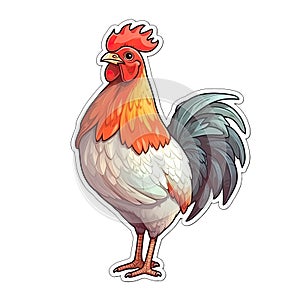 Proud Chicken Sticker On Isolated Tansparent Background, Png, Logo. Generative AI