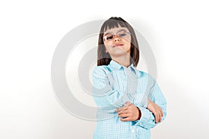 Proud little girl with glasses