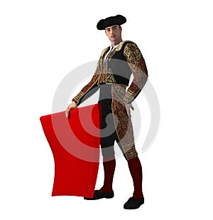 Proud Male Matador on a white background photo