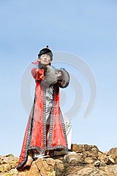 Proud man in Mongolian costume