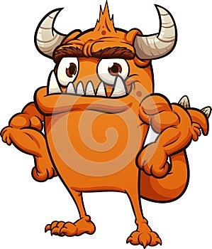 Proud orange cartoon monster