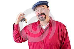 Proud privileged man holding a bunch of car keys