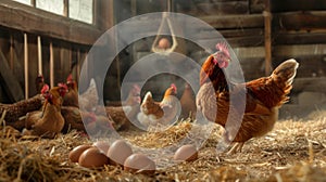 A Proud Rooster in the Barn. AI generated