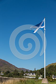 Proud Scottish flag flapping in the wind