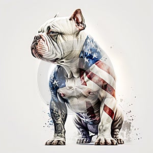 Proud to be American: Patriotic American Bully with USA Flag AI Generated