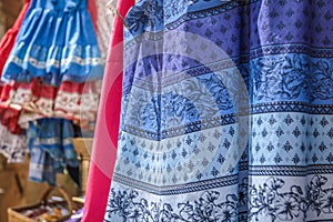 Provencal fabrics on the market in Gordes