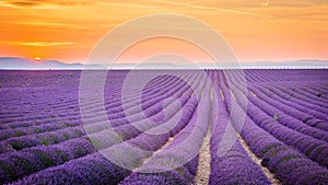 Provence, France, Valensole Plateau with purple lavender field