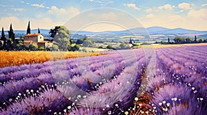 Provence Morning: Hyper-detailed Lavender Field Painting