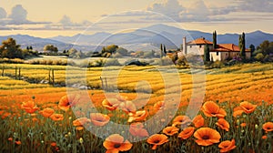 Provence Morning: A Spectacular Marigold Field Painting