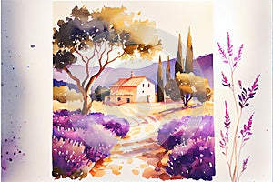 The Provence region South of France watercolor painting watercolour