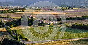 Provence village with fields