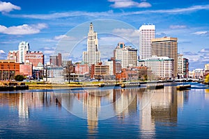 Providence, Rhode Island, USA downtown skyline on the river