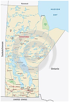 Province manitoba vector road and travel map photo