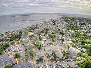 Province Town, Mass seen from above by an Aerial Drone in Summer