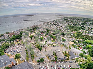 Province Town, Mass seen from above by an Aerial Drone in Summer