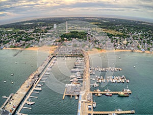 Province Town, Mass seen from above by an Aerial Drone in Summer