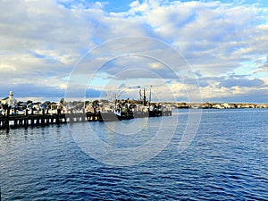 Provincetown Harbor boats docked at the pier