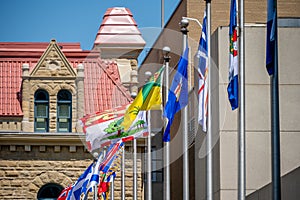 Provincial flags waving in the wind
