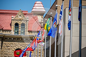 Provincial flags waving in the wind