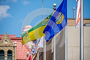 Provincial flags waving in the wind
