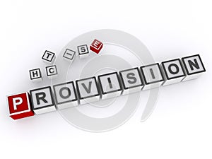 provision word block on white photo