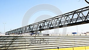 Provisional bridge over the adaptation works of the high-speed train in San Andres del Palomar, Barcelona