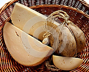 Provolone cheese in a basket photo