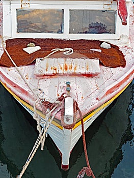 Prow of Small Wooden Greek Fishing Boat, Greece