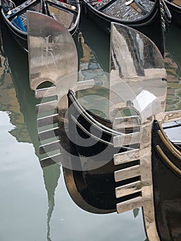 Prows of two gondolas