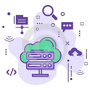 Proxy Node server concept,  Global Cloud Services Provider stock illustration, Colocation Cluster hosting Vector Icon Design, Clou