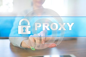 Proxy, VPN, Secure internet connection concept on virtual screen. photo